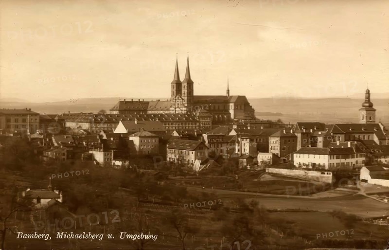 Historical postcard around 1900, Bamberg, Michaelsberg, Upper Franconia, Bavaria, Germany, digital reproduction of a historical postcard, public domain, from that time, exact date unknown