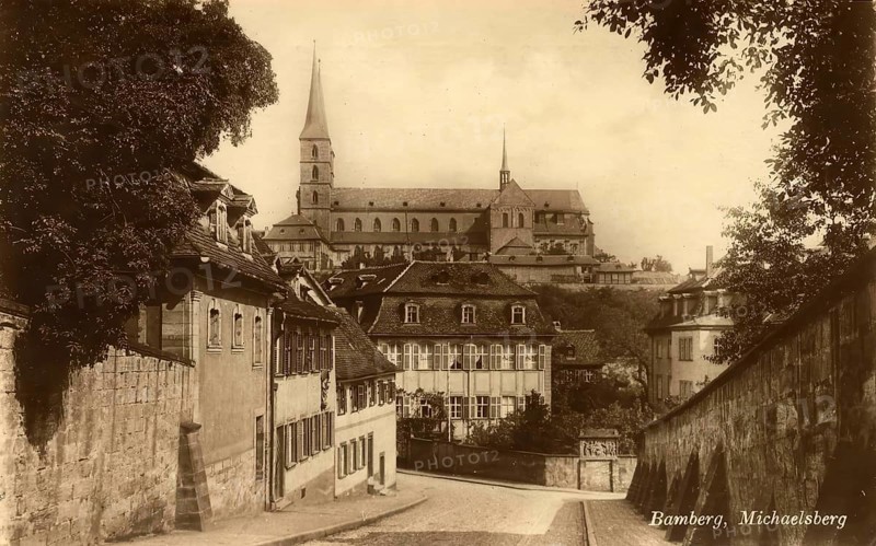 Historical postcard around 1900, Bamberg, Michaelsberg, Michelsberg, Upper Franconia, Bavaria, Germany, digital reproduction of a historical postcard, public domain, from that time, exact date unknown
