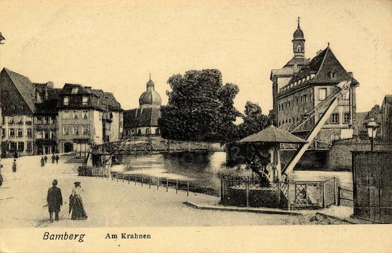 Historical postcard around 1900, Bamberg, Am Krahnen, Upper Franconia, Bavaria, Germany, digital reproduction of a historical postcard, public domain, from that time, exact date unknown