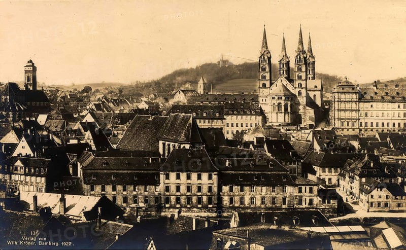 Historical postcard around 1900, Bamberg Cathedral, Upper Franconia, Bavaria, Germany, digital reproduction of a historical postcard, public domain, from that time, exact date unknown