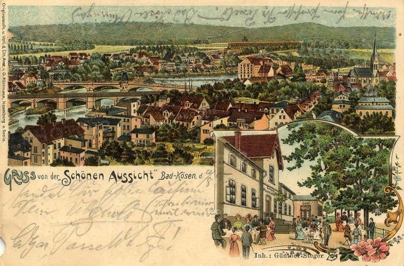 Historical picture postcard around 1910, Bad Kösen, district of the town of Naumburg (Saale) in the Burgenlandkreis in Saxony-Anhalt, Germany, digital reproduction of a historical postcard, public domain, from that time, exact date unknown