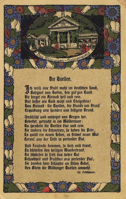 Historical postcard around 1910, Bad Wildungen, Helenenquelle, Waldeck-Frankenberg district, Hesse, Germany, digital reproduction of a historical postcard, public domain, from that time, exact date unknown