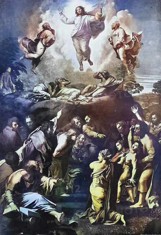 Historisches Foto (ca 1880) der Verklärung Christi, von Raphäl, 1520, unfinished at his death, Vatikan, Rom, Italien / Historical photo of Transfiguration of Christ, by Raphäl, unfinished at his death, Vatican, Rome, Italy, Historic, digitally restored reproduction of an original from the 19th century, exact original date unknown, subsequently coloured