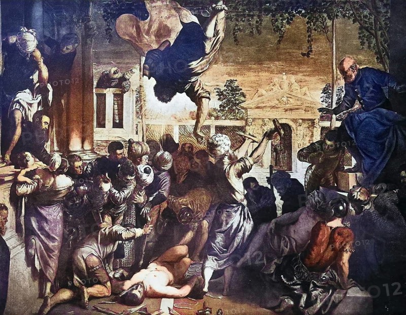 Historisches Foto (ca 1880) von Das Wunder des Sklaven, Das Wunder von St. Markus, ein Gemälde des italienischen Renaissance-Künstlers Jacopo Tintoretto, Italien / Historical photo of The Miracle of the Slave, The Miracle of St. Mark, a painting by the Italian Renaissance artist Jacopo Tintoretto, Italy, Historical, digitally restored reproduction of an original from the 19th century, exact original date unknown, subsequently coloured