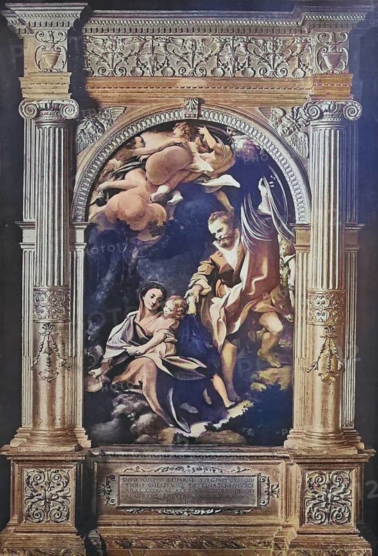 Historisches Foto (ca 1880) der Madonna della Scodella, ein Ölgemälde von Antonio da Correggio, Italien / Historical photo of Madonna della Scodella, an oil painting of Antonio da Correggio, Italy, Historic, digitally restored reproduction of an original from the 19th century, exact original date unknown, subsequently coloured