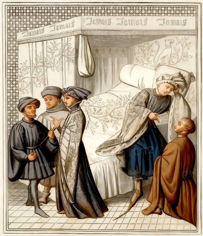 Canopy bed, 14th century