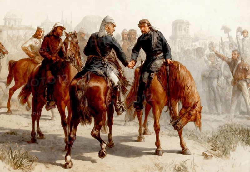 British military leaders on horseback, 19th century