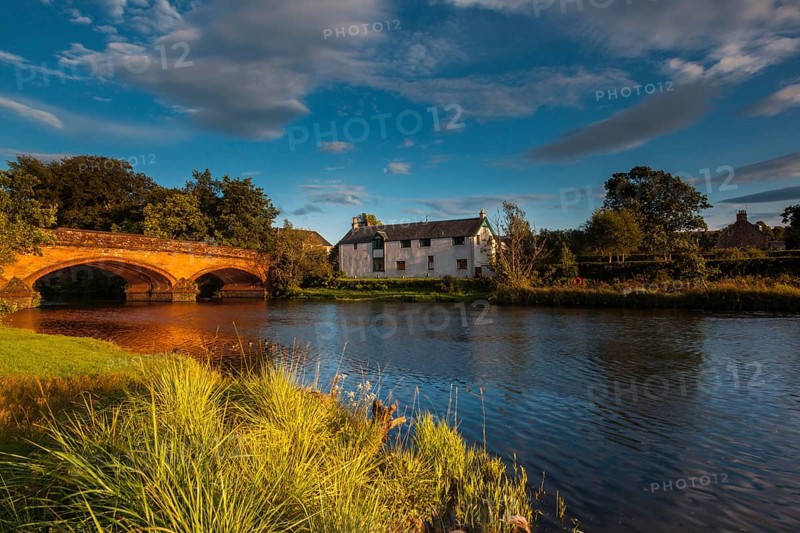Callander, Pertshire, Scotland, UK. The red bridge over the river Teith