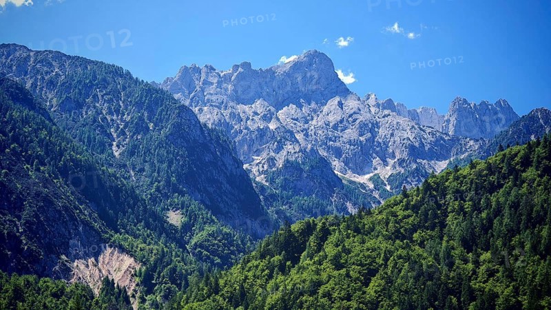 Rocks and mountains under a blue sky, Slovenia
