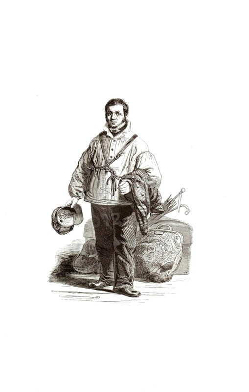 Types from Holland around 1841, Kruier van Amsterdam, luggage rack or servant, Netherlands, authentic, digitally restored reproduction from a 19th century original, exact date of depiction unknown, historical