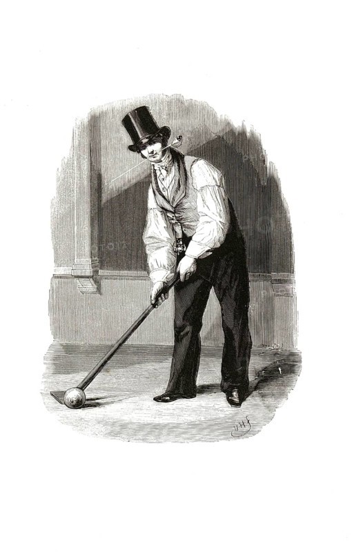 Types from Holland around 1841, De Kolver, golfer, Netherlands, authentic, digitally restored reproduction from a 19th century original, exact date of depiction unknown, historical