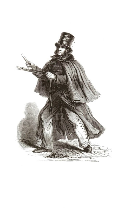 Types from Holland around 1841, De huurkoetsier, coachman, rental coachman, Netherlands, authentic, digitally restored reproduction from a 19th century model, exact date of depiction unknown, historical