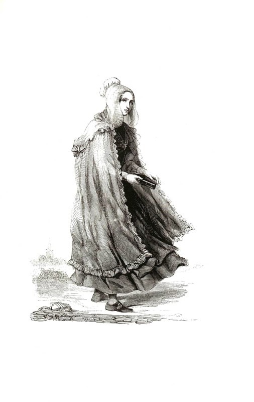 Types from Holland around 1841, Het Noord-Brabantse meisje, The girl from North Brabant, the Netherlands, authentic, digitally restored reproduction from a 19th-century model, exact date of depiction unknown, historical