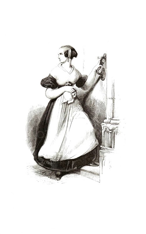 Types from Holland around 1841, Het lutherse weesmeisje van Amsterdam, The Lutheran Orphan Girl from Amsterdam, Netherlands, authentic, digitally restored reproduction from a 19th-century model, exact date of depiction unknown, historical
