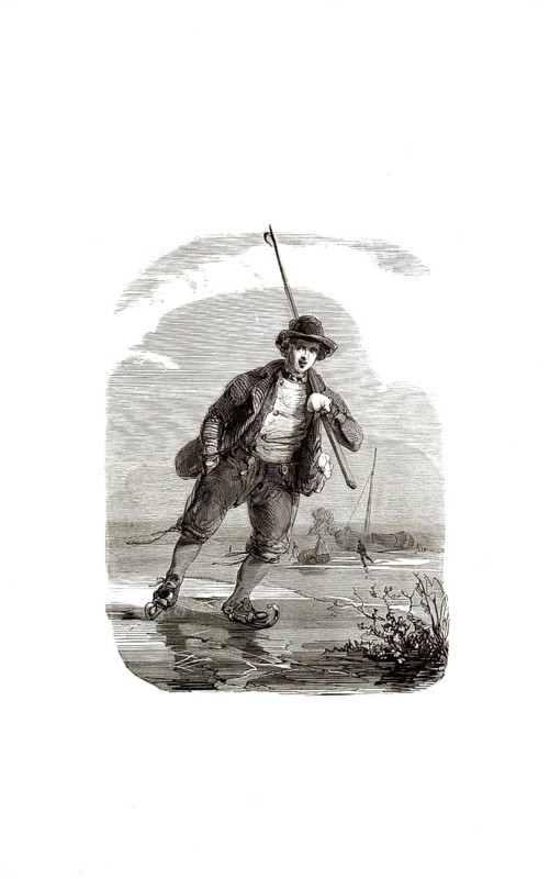 Types from Holland around 1841, De Schaatsenrijder, the ice skater or the skater, Netherlands, authentic, digitally restored reproduction from a 19th century model, exact date of depiction unknown, historical