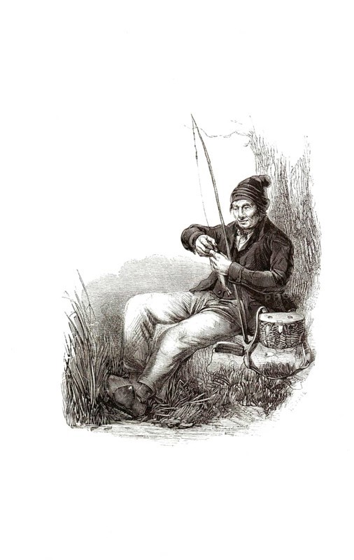 Types from Holland around 1841, De Leidse peueraar, eel fisherman, angler, Netherlands, authentic, digitally restored reproduction from a 19th century original, exact date of depiction unknown, historical