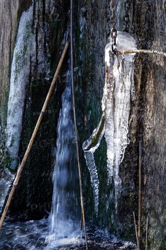 Ice on a watercourse, winter, Germany