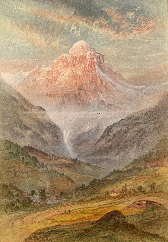 Pointe de Tenneverge, Pic de Tenneverge, around 1860, a distinctive, 2985 meter high mountain peak in the Savoy Alps, Massif de Giffre on the border between France and Switzerland, authentic, digitally restored reproduction from a 19th century original, exact date of presentation unknown, historical