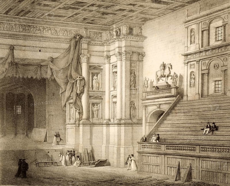 Teatro Farnese in Parma, around 1860, Italy, authentic, digitally restored reproduction from a 19th century model, exact date of presentation unknown, historical