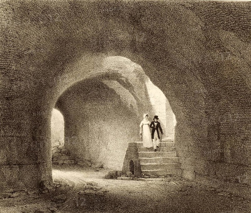 Vomitorium, architectural masterpiece for mass control of visitors in the Colosseum in Rome, around 1850, Italy, authentic, digitally restored reproduction from a 19th century model, exact date of presentation unknown, historical