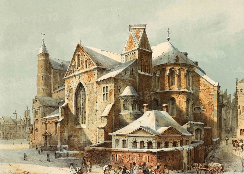 Notre Dame in Maastricht, Mastricht, Basilica of Our Lady, Basiliek van Onze-Lieve-Vrouw-Tenhemelopneming, 1860, Holland, authentic, digitally restored reproduction from a 19th century model, exact date of presentation unknown, historical