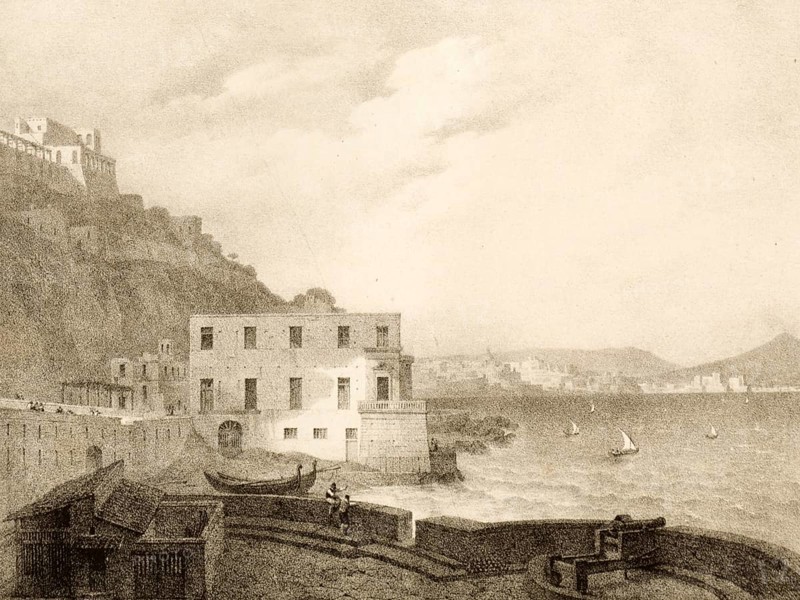 Chemin-neuf, Neue Straße, Naples, name for the then newly created panoramic roads, which provided a wide view of the coast, 1860, Italy, authentic, digitally restored reproduction from a 19th century model, exact date of presentation unknown, historical