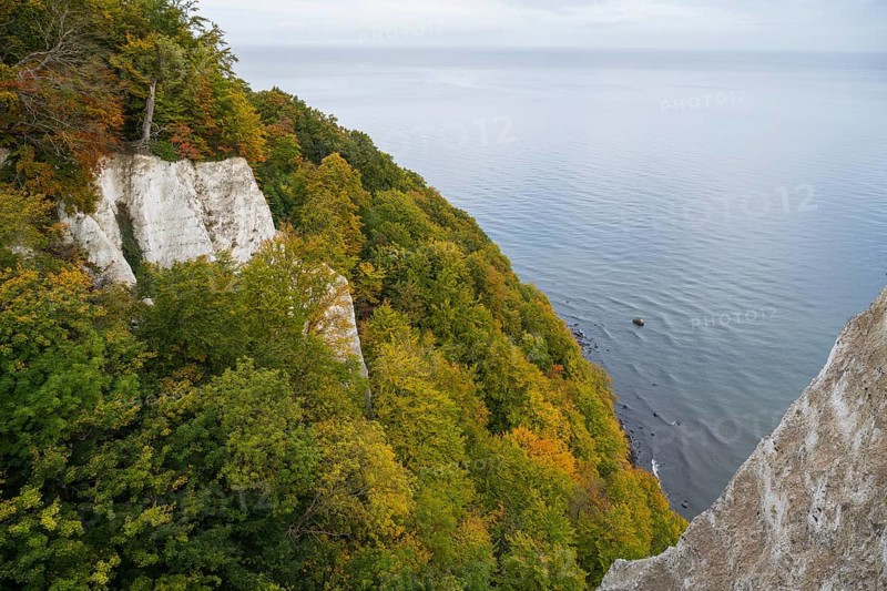 View of the chalk cliffs and Baltic Sea at the Königsstuhl National Park Center, Jasmund National Park, Sassnitz, Rügen Island, Baltic Sea, Mecklenburg-Western Pomerania, Germany