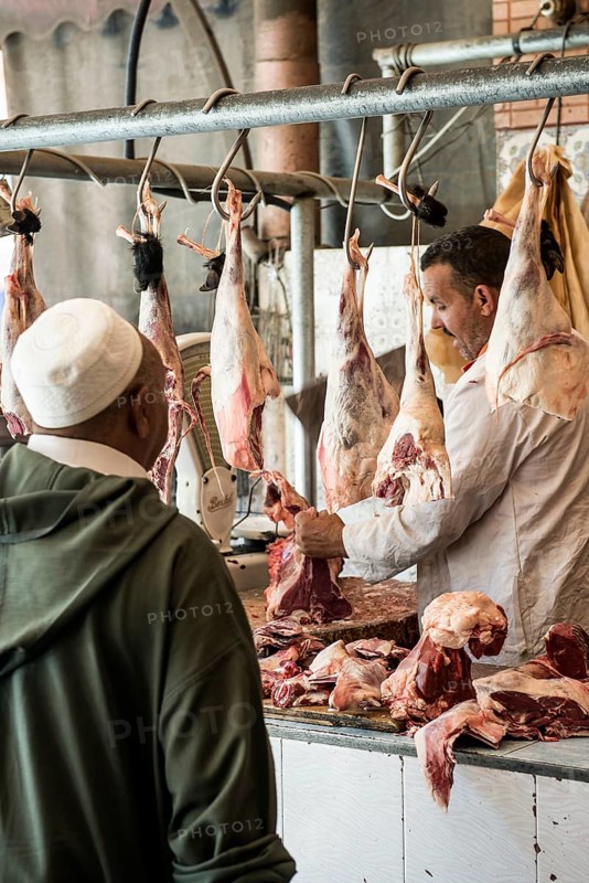 Roadside butcher shop, Atlas Mountains, Meknès-Tafilalet region, northern Sahara, Morocco
