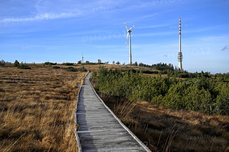 Wind turbine in the high moor on the Hornisgrinde, Hornisgrinde-Biberkessel nature reserve, Sasbachwalden municipality, Ortenaukreis, Baden-Württemberg, Germany
