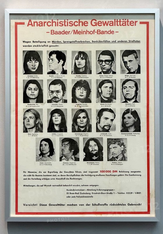 German wanted poster with mug shots of terrorists from the Baader Meinhof Group, Red Army Faction, House of History, Bonn, Germany
