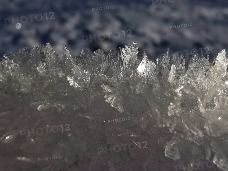 Detailed ice crystals sparkle in a frosty winter landscape, Franconian Forest