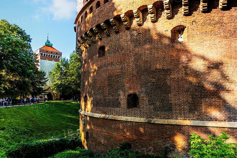 Barbican, largest defensive structure in Europe in front of the city wall, 1499, Krakow, Poland