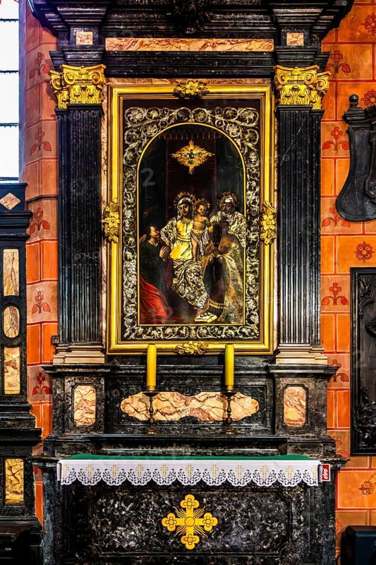 Side altar with silverwork, St. Mary's Church, 14th century, Krakow, Poland
