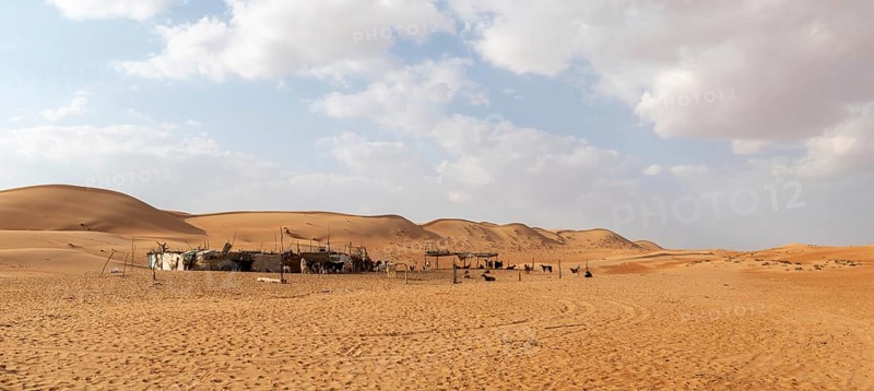 Bedouin camp in the sand dunes in the Wahiba Sands desert, Oman