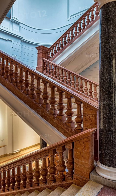 Restored staircase, interior design in the Museum of Communication on Leipziger Straße in Berlin Mitte, Classicism, Berlin, Germany