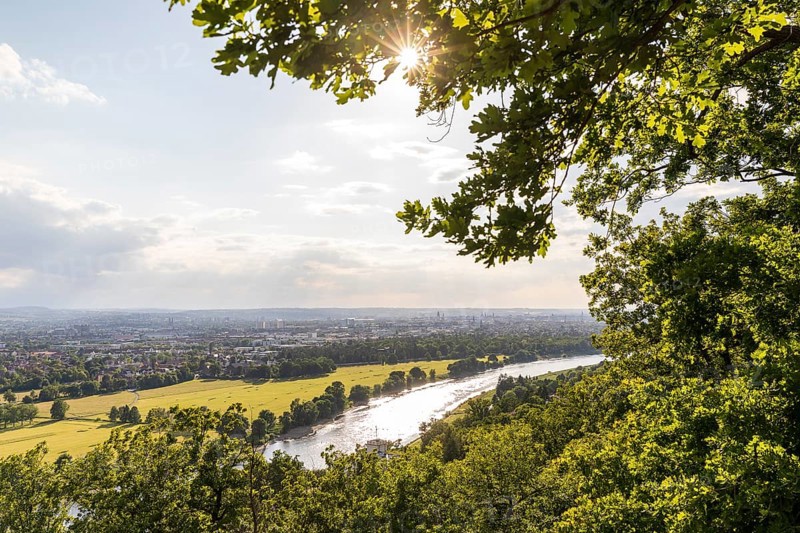 View of Dresden and the Elbe from Agneshöhe, Pappritz, Dresden, Saxony, Germany