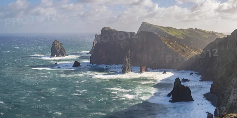 Long exposure of rock formations in the Atlantic Ocean, volcanic peninsula, Ponta de São Lourenço, Ponta de Sao Lourenco, rocky coast, Punta de San Lorenzo, Madeira, Portugal