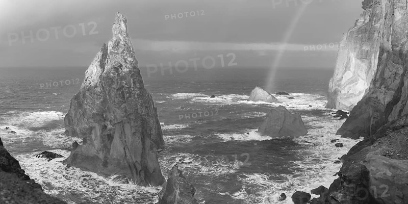 Sunset, rainbow at sea, volcanic peninsula, Ponta de São Lourenço, Ponta de Sao Lourenco, rocky coast, Punta de San Lorenzo, Madeira, Portugal