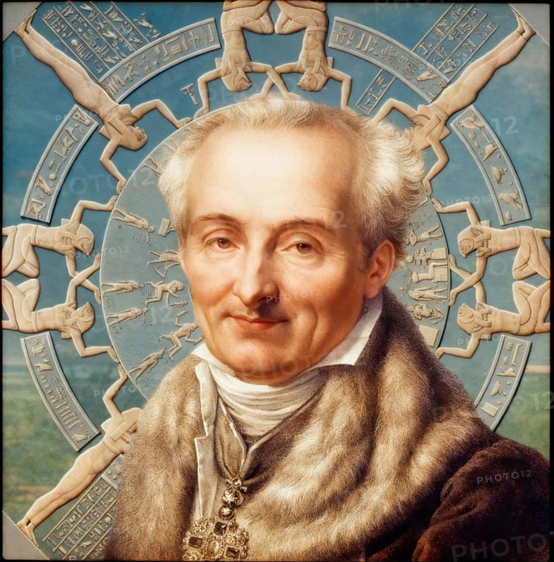 Dominique Vivant, Baron Denon, 1747 – 1825, French artist, writer, diplomat, author, and archaeologist, Dendera zodiac, Ancient Dendera Temple complex, Dendera, Egypt, digitally edited