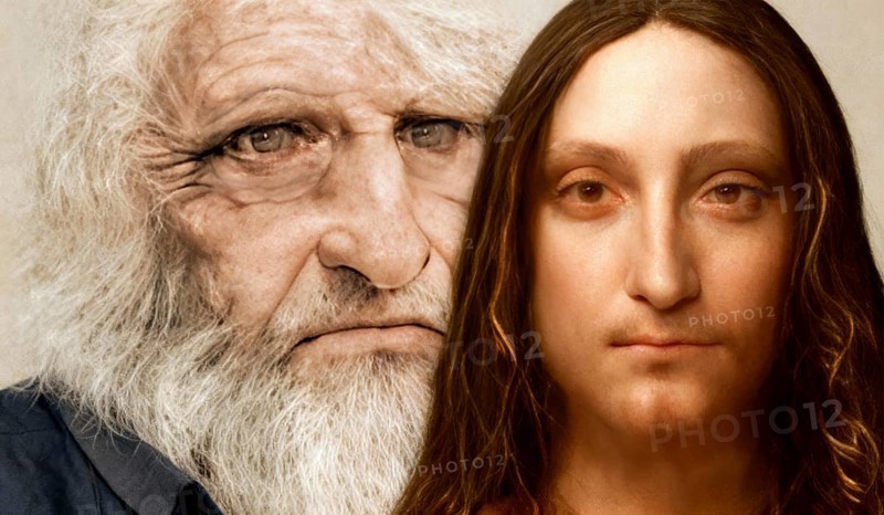 Leonardo da Vinci, 1452 - 1519, Italian painter, sculptor, architect and engineer, the painting Salvator Mundi, Savior of the World, digitally edited