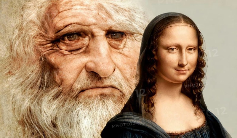 Leonardo da Vinci, 1452 - 1519, Italian painter, sculptor, architect and engineer, the painting la Gioconda, Mona Lisa, digitally edited
