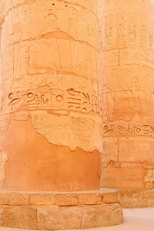 Columns with relief, Karnak Temple, Luxor, Egypt