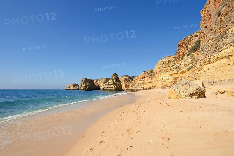 Beach and rocky coast, Praia da Marinha, Algarve, Portugal