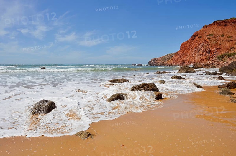Beach and rocky coast, Carrapateira, Parque Natural do Sudoeste Alentejano e Costa Vicentina, Algarve, Portugal