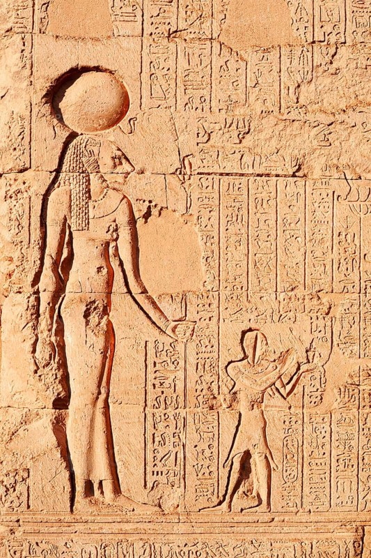 Relief of the goddess Menhit, Khnum temple of Esna, Egypt