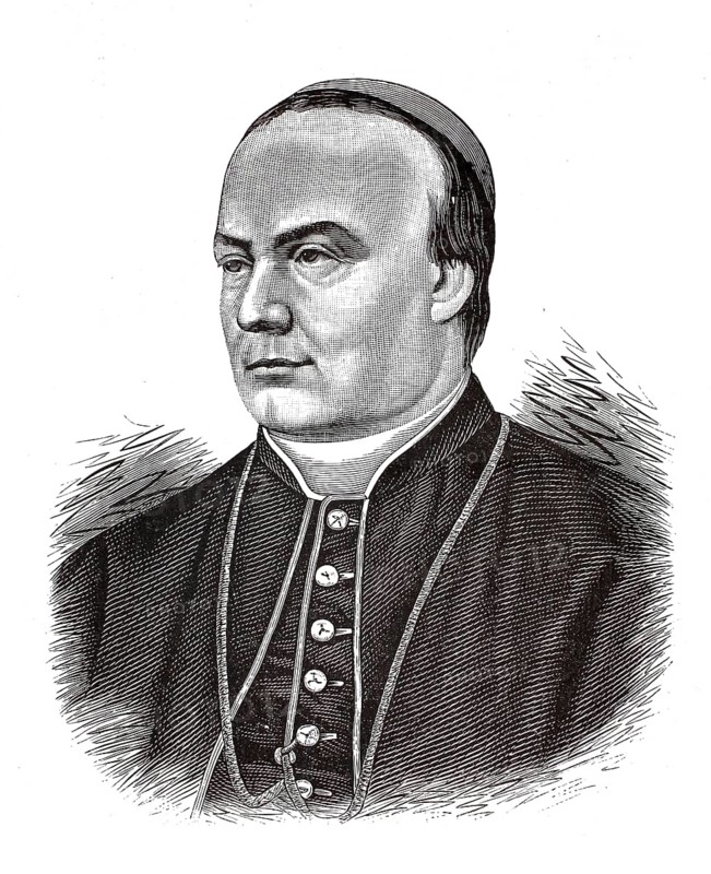 Michael Felix Korum (born 2 November 1840 in Wickerschweier, died 4 December 1921 in Trier) was a Roman Catholic clergyman and Bishop of Trier from 1881 to 1921, authentic, digitally restored reproduction from a 19th century original, exact date of depiction unknown, Historical