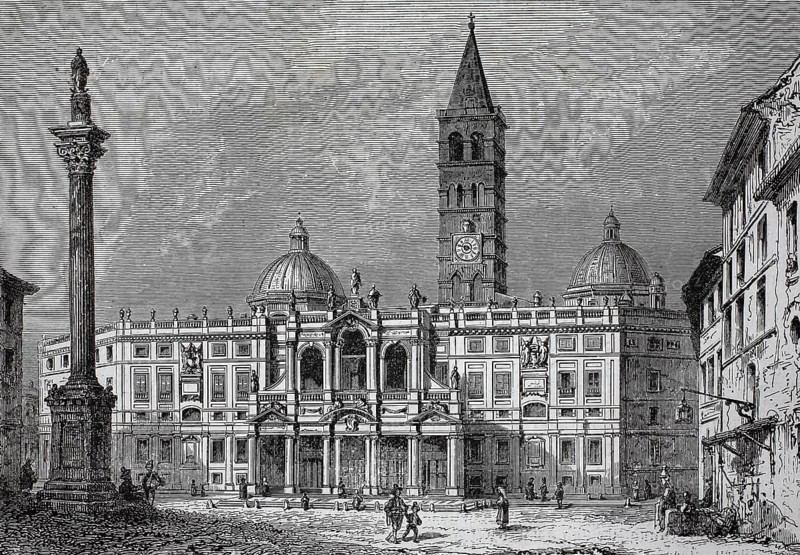 The church of Santa Maria Maggiore, also Santa Maria della Neve, Santa Maria ad Praesepe or Basilica Liberiana is one of the four papal basilicas in Rome in the rank of Basilica Maior and one of the seven pilgrim churches, around 1880, Italy, authentic, digitally restored reproduction from a 19th century original, exact date of presentation unknown, historical