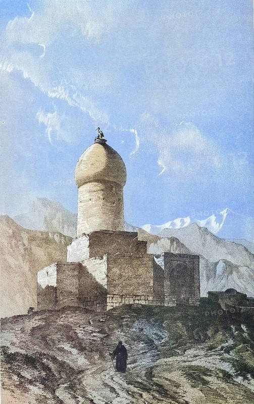 Tomb of Esther, Hadassah and Mordecai, also known as Mausoleum of Esther and Mordecai, in Hamadan, Iran, important Jewish pilgrimage site, authentic, digitally restored reproduction from a 19th century model by Eugene Flandin (1809-1876), exact date of depiction unknown, historical, coloured