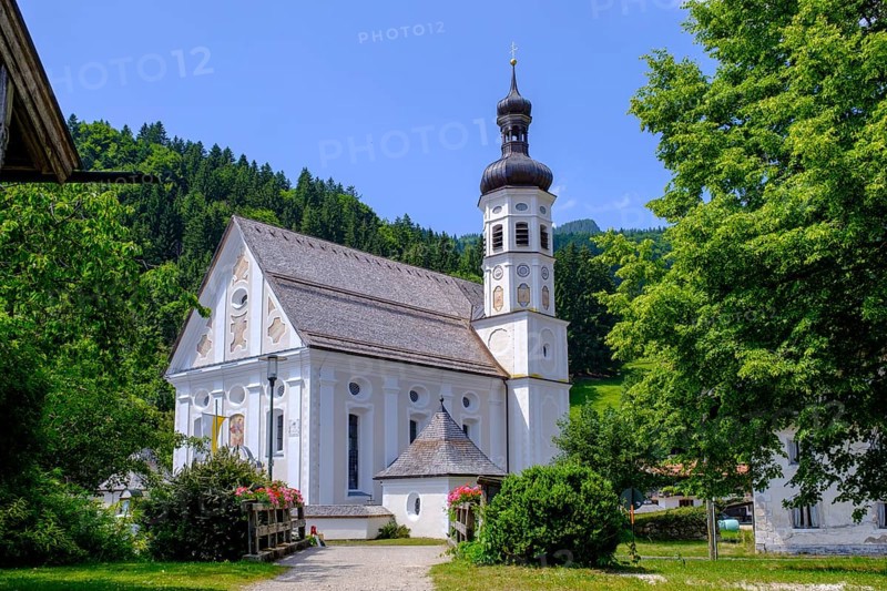 Kirche St. Michael, Sachrang, Sachranger Tal, Chiemgau, Upper Bavaria, Bavaria, Upper Bavaria, Bavaria, Germany