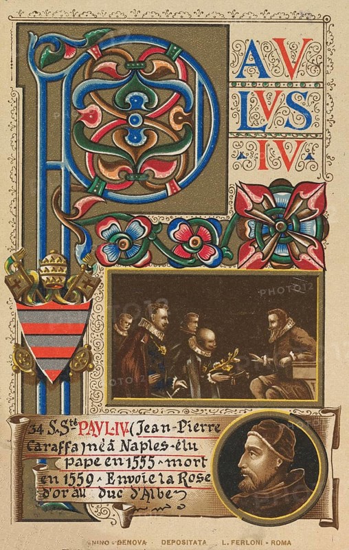Paul IV, Paulus IV, legal name Gian Pietro Carafa OTheat (born 28 June 1476 in Capriglia Irpina, Kingdom of Naples, died 18 August 1559 in Rome, Papal States), was Pope from 23 May 1555 until his death, illustration, reproduction from a 19th century model. Authentic, file restored for optimal use, exact date of original unknown, Historical